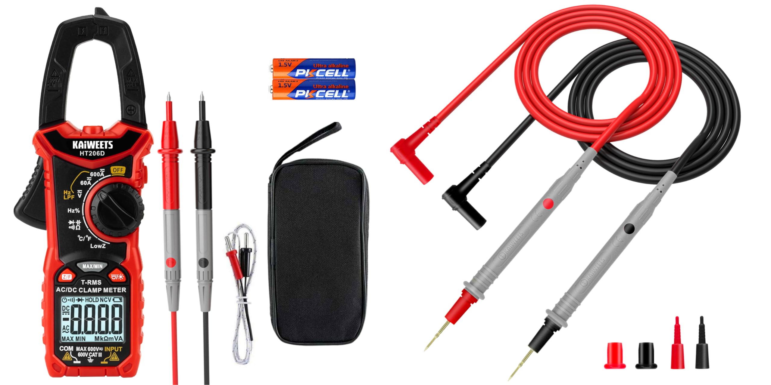 KAIWEETS HT206D Digital Clamp Meter T-RMS 6000 Counts and red | eBay